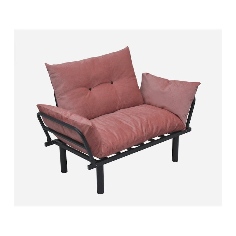 Divanetto con Struttura in Metallo, Cuscini Rimovibili, 2 Posti – Colori Assortiti