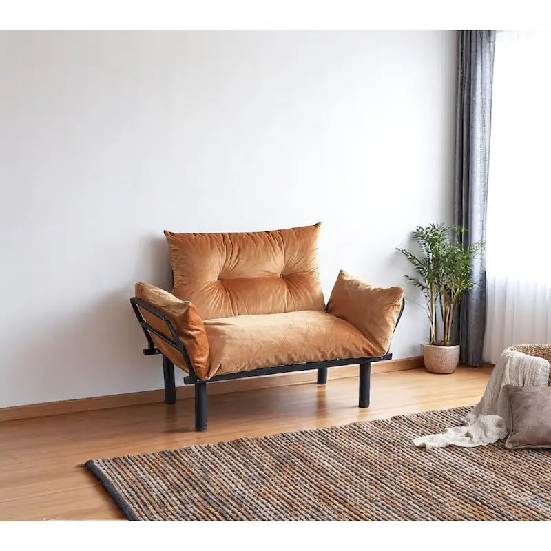 Divanetto con Struttura in Metallo, Cuscini Rimovibili, 2 Posti – Colori Assortiti