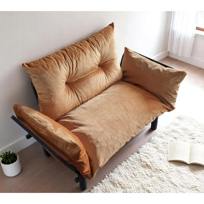 Divanetto con Struttura in Metallo, Cuscini Rimovibili, 2 Posti – Colori Assortiti