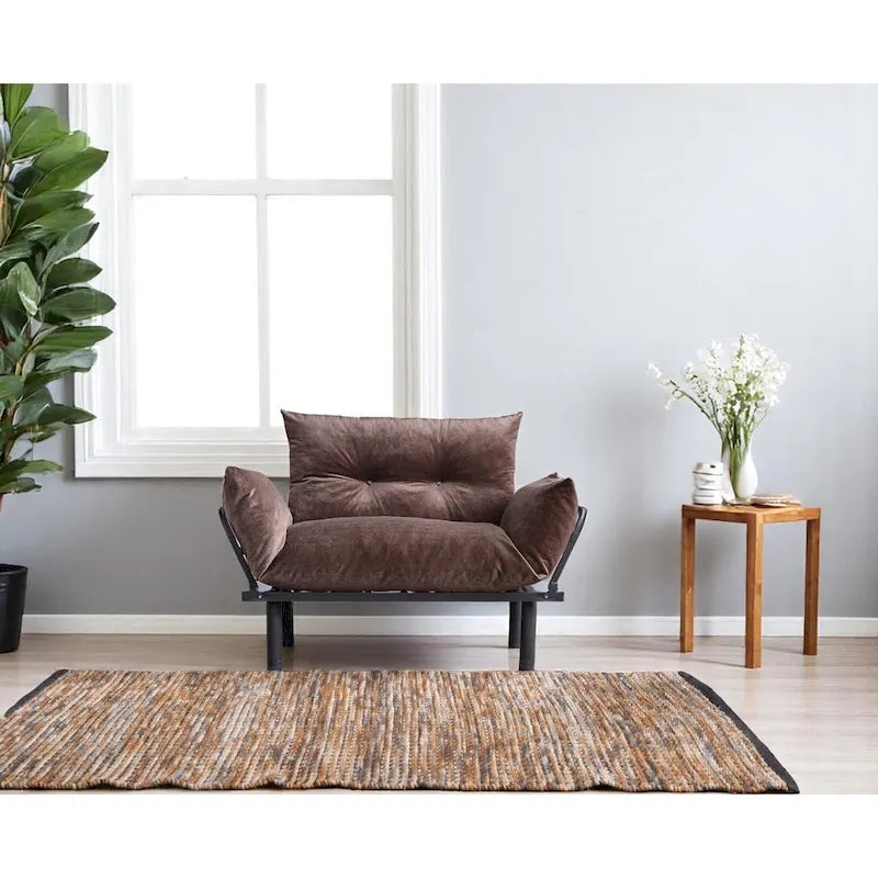Divanetto con Struttura in Metallo, Cuscini Rimovibili, 2 Posti – Colori Assortiti