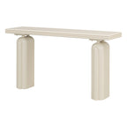 Consolle impiallacciata in acacia beige/nera, montaggio 1 persona, 152 cm