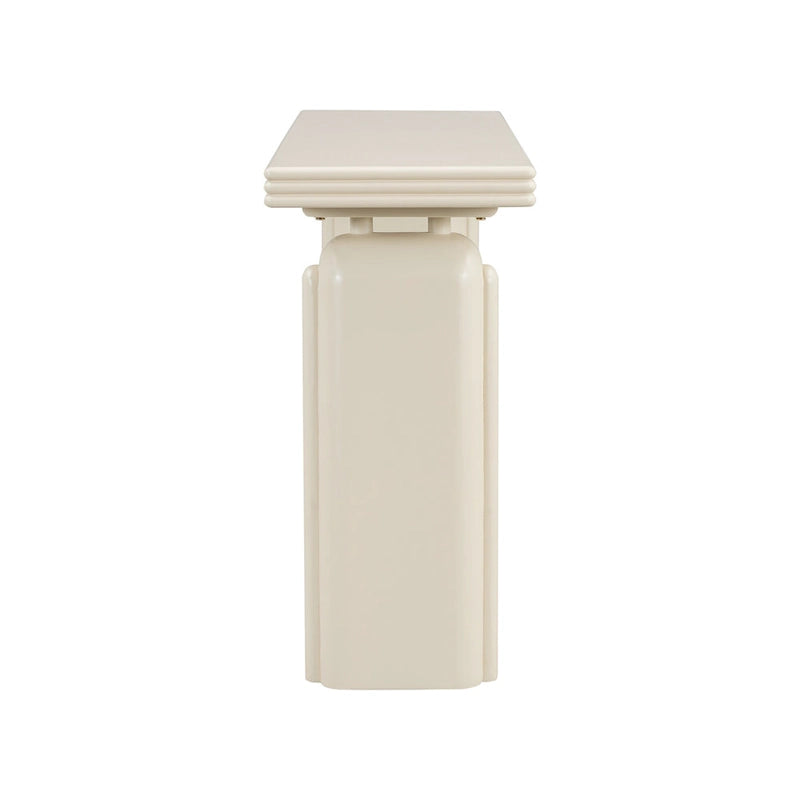 Consolle impiallacciata in acacia beige/nera, montaggio 1 persona, 152 cm