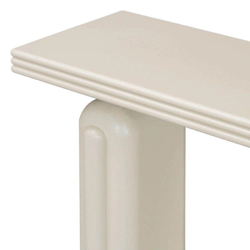 Consolle impiallacciata in acacia beige/nera, montaggio 1 persona, 152 cm