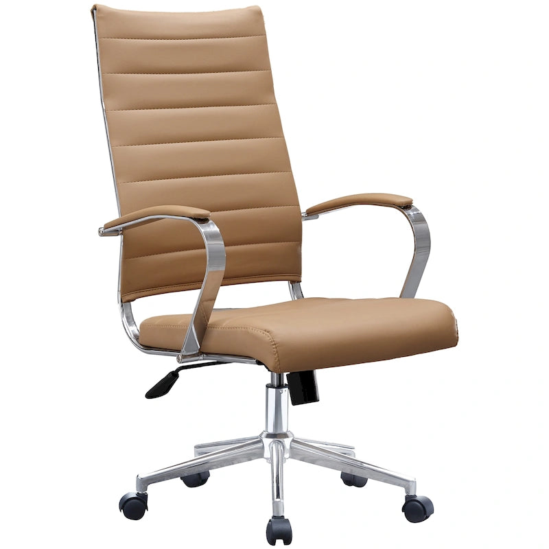 Sedia girevole con schienale alto – Pelle PU, a coste – Marrone / Nero / Cuoio / Bianco / Grigio / Tutto Nero – 1 persona