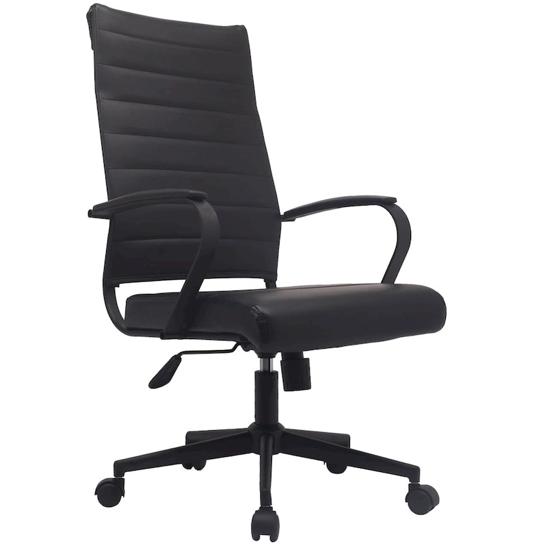 Sedia girevole con schienale alto – Pelle PU, a coste – Marrone / Nero / Cuoio / Bianco / Grigio / Tutto Nero – 1 persona