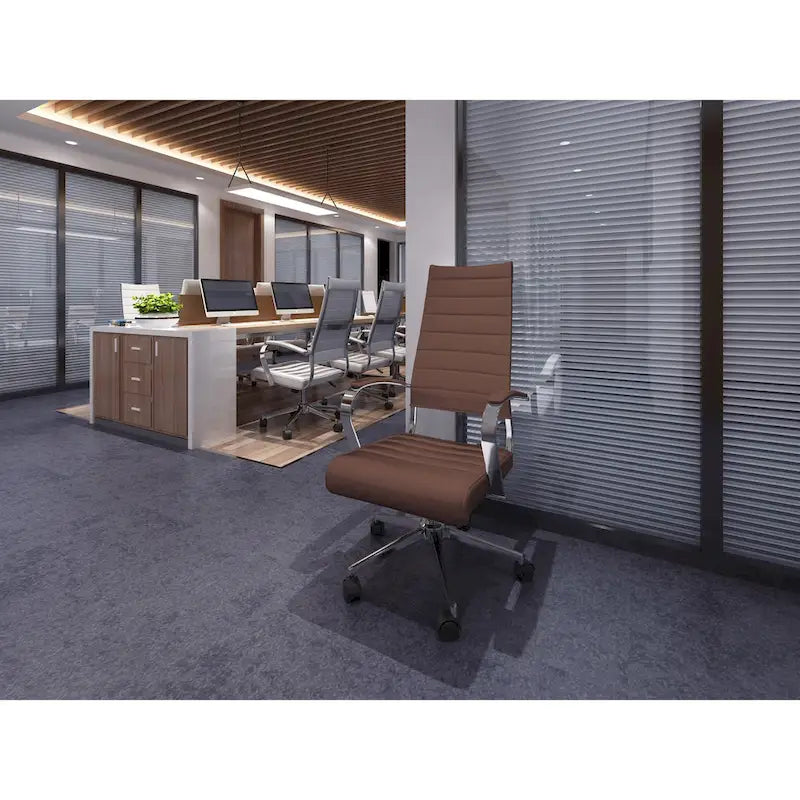 Sedia girevole con schienale alto – Pelle PU, a coste – Marrone / Nero / Cuoio / Bianco / Grigio / Tutto Nero – 1 persona