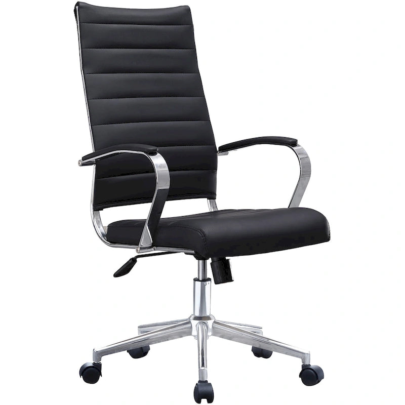 Sedia girevole con schienale alto – Pelle PU, a coste – Marrone / Nero / Cuoio / Bianco / Grigio / Tutto Nero – 1 persona