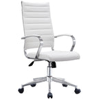 Sedia girevole con schienale alto – Pelle PU, a coste – Marrone / Nero / Cuoio / Bianco / Grigio / Tutto Nero – 1 persona