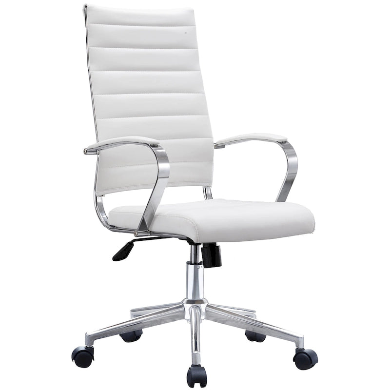 Sedia girevole con schienale alto – Pelle PU, a coste – Marrone / Nero / Cuoio / Bianco / Grigio / Tutto Nero – 1 persona