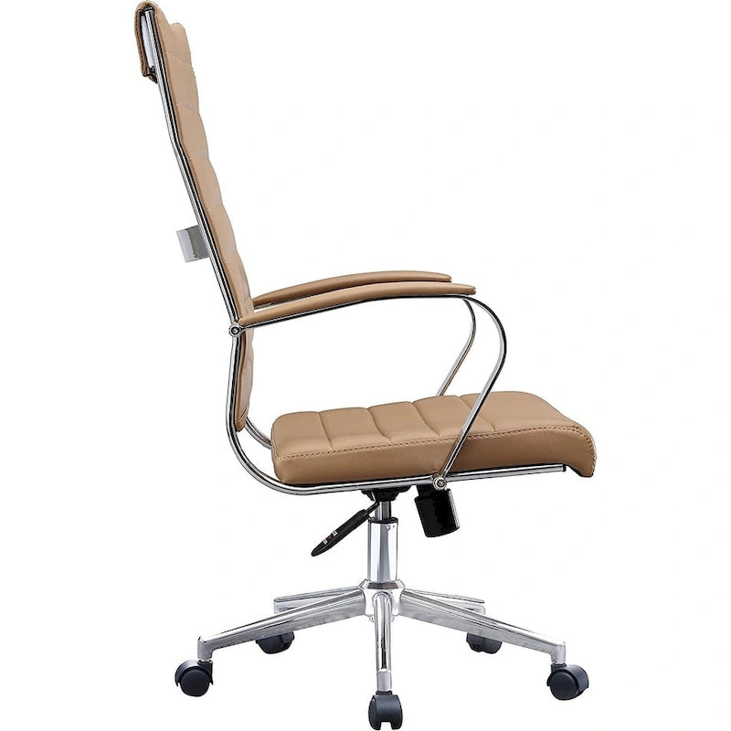 Sedia girevole con schienale alto – Pelle PU, a coste – Marrone / Nero / Cuoio / Bianco / Grigio / Tutto Nero – 1 persona