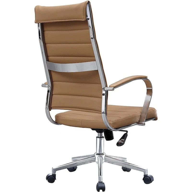 Sedia girevole con schienale alto – Pelle PU, a coste – Marrone / Nero / Cuoio / Bianco / Grigio / Tutto Nero – 1 persona