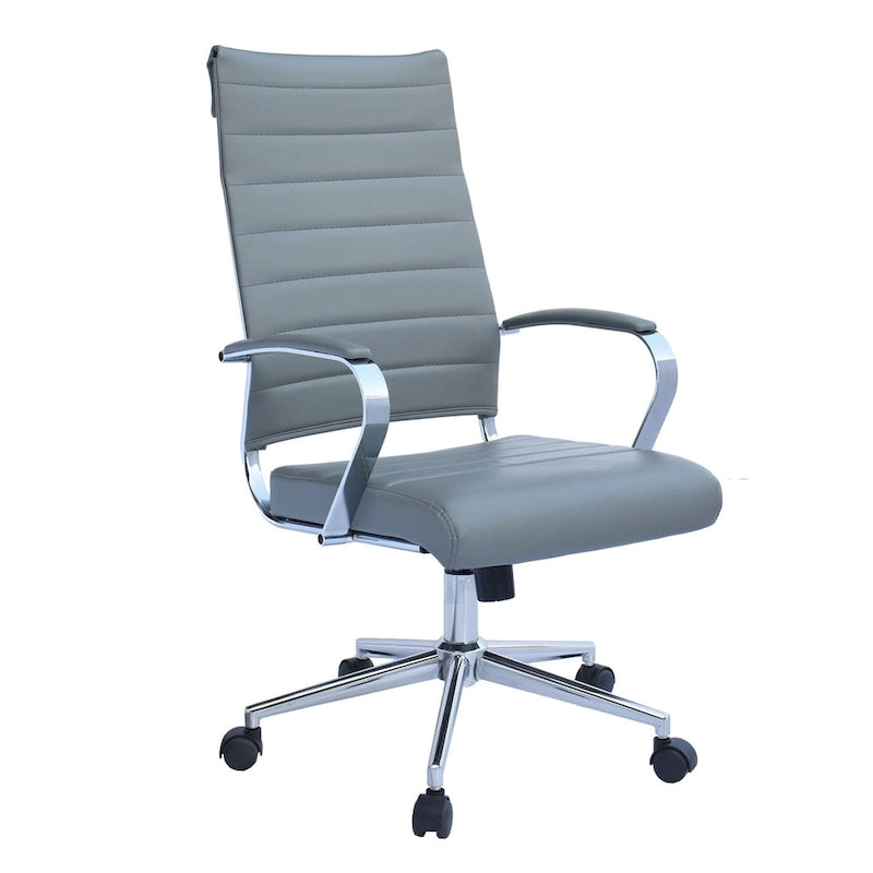 Sedia girevole con schienale alto – Pelle PU, a coste – Marrone / Nero / Cuoio / Bianco / Grigio / Tutto Nero – 1 persona