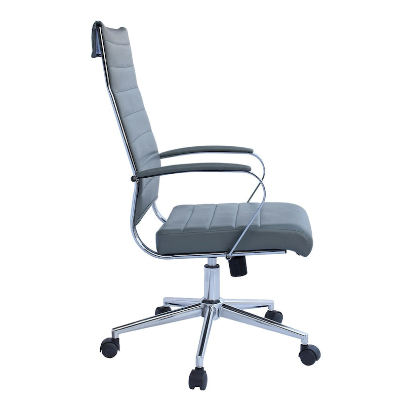 Sedia girevole con schienale alto – Pelle PU, a coste – Marrone / Nero / Cuoio / Bianco / Grigio / Tutto Nero – 1 persona