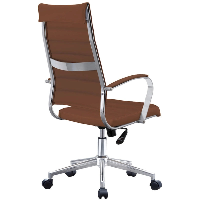 Sedia girevole con schienale alto – Pelle PU, a coste – Marrone / Nero / Cuoio / Bianco / Grigio / Tutto Nero – 1 persona
