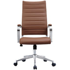 Sedia girevole con schienale alto – Pelle PU, a coste – Marrone / Nero / Cuoio / Bianco / Grigio / Tutto Nero – 1 persona