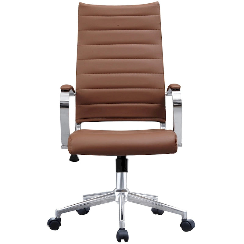 Sedia girevole con schienale alto – Pelle PU, a coste – Marrone / Nero / Cuoio / Bianco / Grigio / Tutto Nero – 1 persona