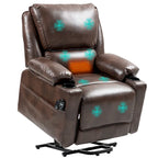 Poltrona reclinabile Power Lift marrone/nera con massaggio e calore, 1 persona