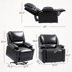 Poltrona reclinabile Power Lift marrone/nera con massaggio e calore, 1 persona