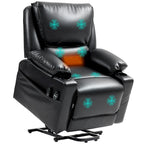 Poltrona reclinabile Power Lift marrone/nera con massaggio e calore, 1 persona