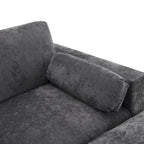 Divano sezionale a U grigio, a 5 posti con pouf