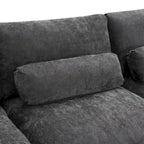 Divano sezionale a U grigio, a 5 posti con pouf