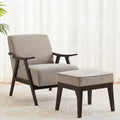 Poltrona imbottita Mid-Century con poggiapiedi, singola, Marrone/Blu/Beige/Grigio