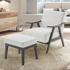 Poltrona imbottita Mid-Century con poggiapiedi, singola, Marrone/Blu/Beige/Grigio