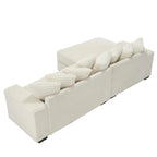 Divano Sezionale Angolare in Velluto a Coste Beige, Chaise Longue Sinistra, 3 Posti