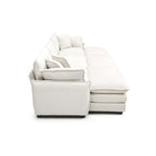 Divano componibile in velluto a coste beige, 6 pezzi con pouf e cuscini