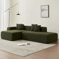 Divano componibile a L con chaise longue, tessuto Sherpa, 5 posti
