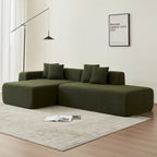 Divano componibile a L con chaise longue, tessuto Sherpa, 5 posti