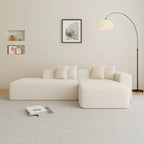 Divano componibile a L con chaise longue, tessuto Sherpa, 5 posti