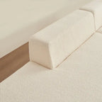 Divano componibile a L con chaise longue, tessuto Sherpa, 5 posti