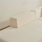 Divano componibile a L con chaise longue, tessuto Sherpa, 5 posti