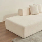 Divano componibile a L con chaise longue, tessuto Sherpa, 5 posti