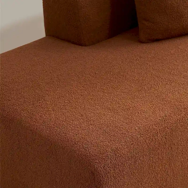 Divano componibile a L con chaise longue, tessuto Sherpa, 5 posti