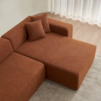 Divano componibile a L con chaise longue, tessuto Sherpa, 5 posti