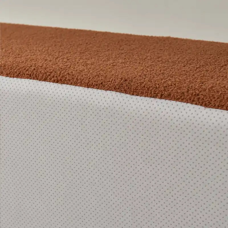 Divano componibile a L con chaise longue, tessuto Sherpa, 5 posti
