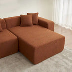 Divano componibile a L con chaise longue, tessuto Sherpa, 5 posti
