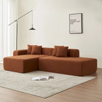 Divano componibile a L con chaise longue, tessuto Sherpa, 5 posti