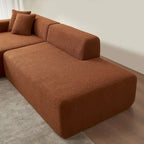 Divano componibile a L con chaise longue, tessuto Sherpa, 5 posti