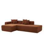 Divano componibile a L con chaise longue, tessuto Sherpa, 5 posti