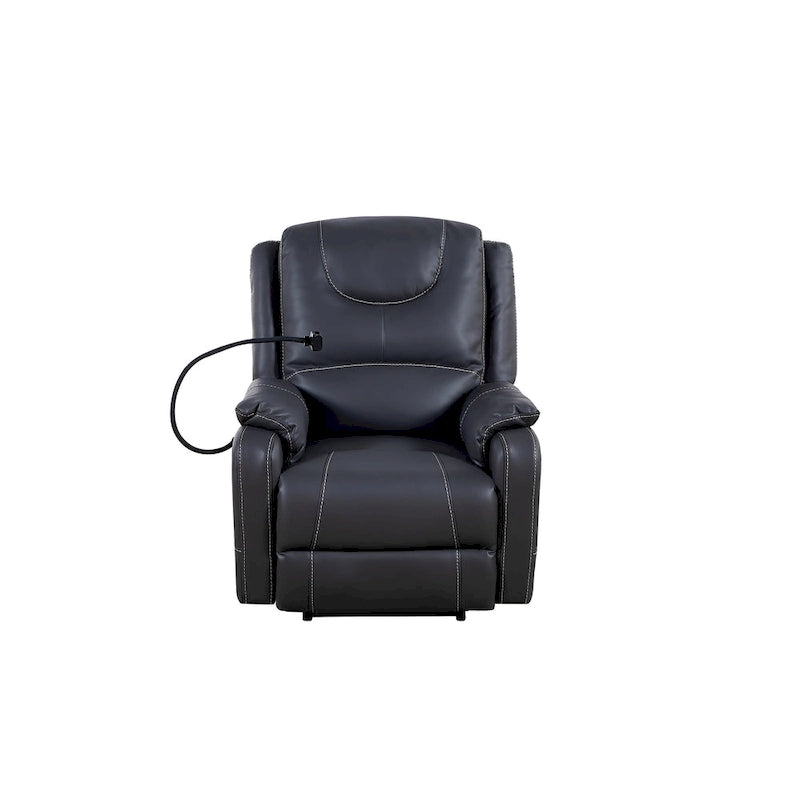 Poltrona reclinabile elettrica Marrone / Nera, Seduta singola, reclinazione di 139°, Massaggio e Riscaldamento, Porta USB, Supporto per telefono, Tasca laterale