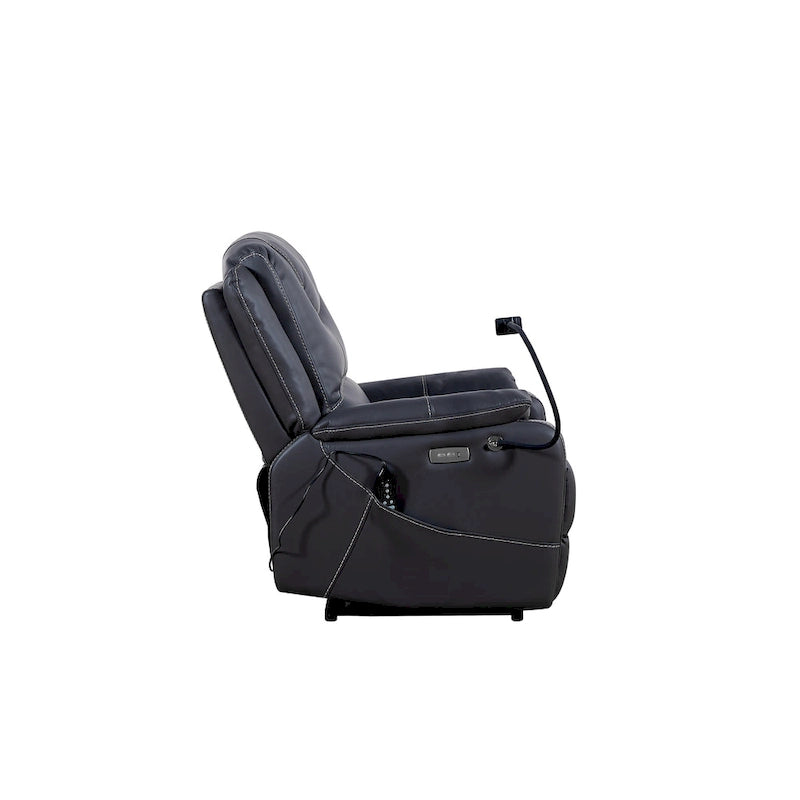Poltrona reclinabile elettrica Marrone / Nera, Seduta singola, reclinazione di 139°, Massaggio e Riscaldamento, Porta USB, Supporto per telefono, Tasca laterale