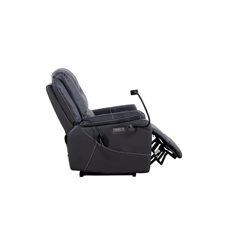Poltrona reclinabile elettrica Marrone / Nera, Seduta singola, reclinazione di 139°, Massaggio e Riscaldamento, Porta USB, Supporto per telefono, Tasca laterale