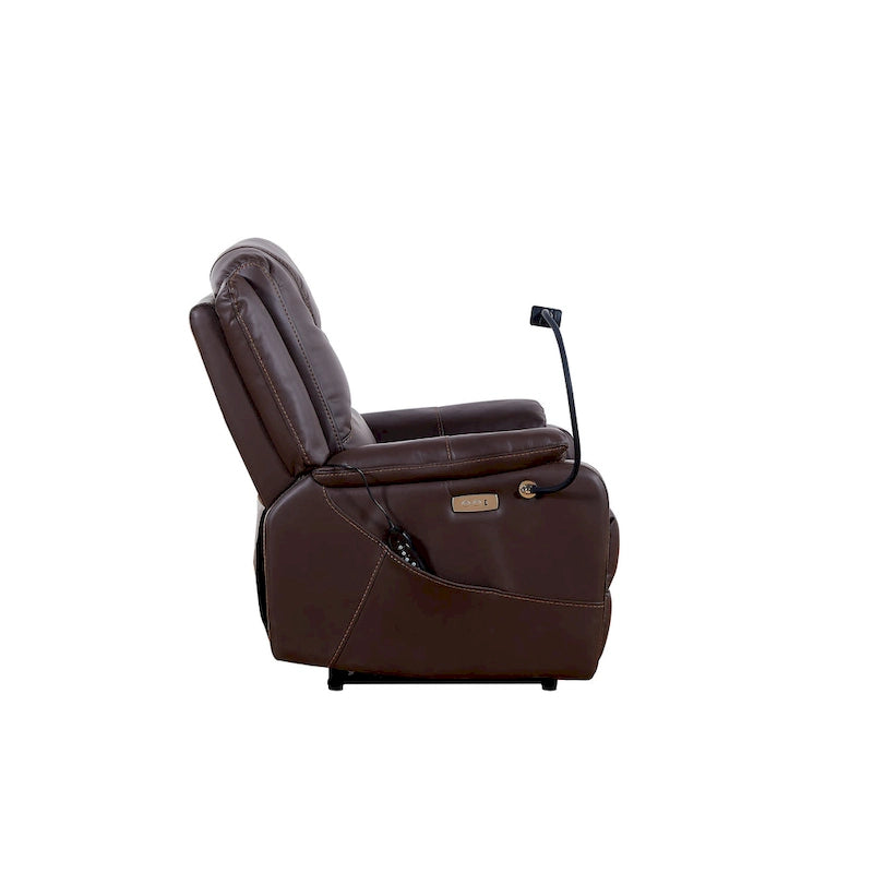 Poltrona reclinabile elettrica Marrone / Nera, Seduta singola, reclinazione di 139°, Massaggio e Riscaldamento, Porta USB, Supporto per telefono, Tasca laterale