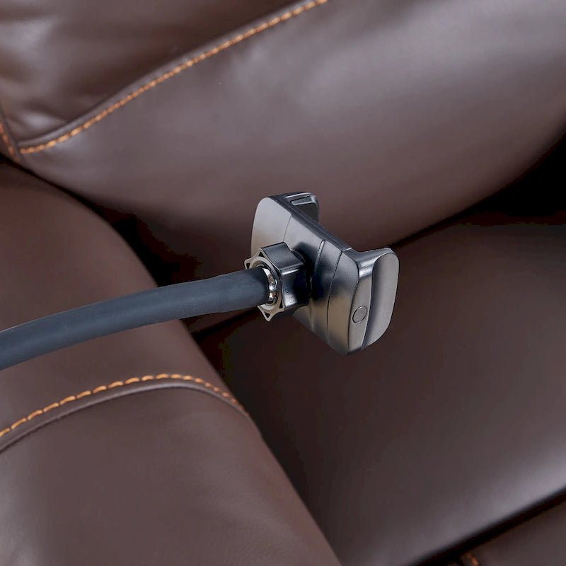 Poltrona reclinabile elettrica Marrone / Nera, Seduta singola, reclinazione di 139°, Massaggio e Riscaldamento, Porta USB, Supporto per telefono, Tasca laterale