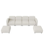 Divano componibile a U in velluto beige, 6 posti