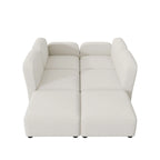 Divano componibile a U in velluto beige, 6 posti