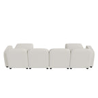 Divano componibile a U in velluto beige, 6 posti